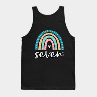 Seven Year Old Rainbow 7Th Birthday For Girls 7 Bday Tank Top